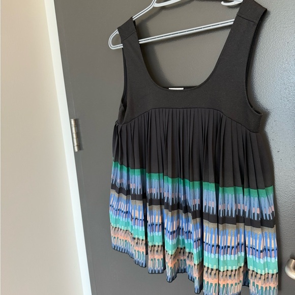 Deletta (Anthropologie) M Brown and Multicolor Pleated Tank Top GUC - Picture 4 of 13